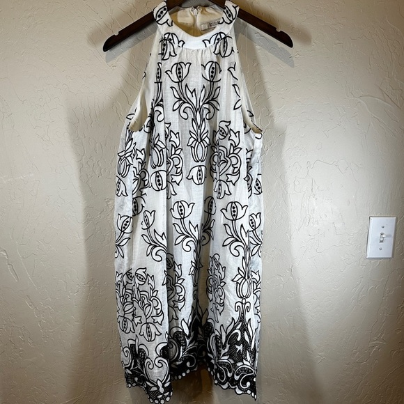 Badgley Mischka Embroidered Floral Halter Dress Women’s Size 10 Preppy Spring - Picture 1 of 10